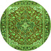 Square Medallion Green Traditional Rug, tr4603grn