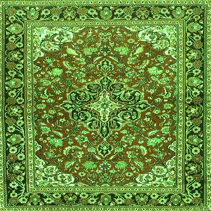 Round Machine Washable Medallion Green Traditional Area Rugs, wshtr4603grn