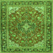 Round Machine Washable Medallion Green Traditional Area Rugs, wshtr4603grn