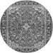 Machine Washable Medallion Gray Traditional Rug, wshtr4603gry