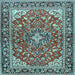 Square Medallion Light Blue Traditional Rug, tr4603lblu