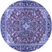 Round Medallion Blue Traditional Rug, tr4603blu