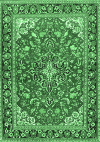 Medallion Emerald Green Traditional Rug, tr4603emgrn