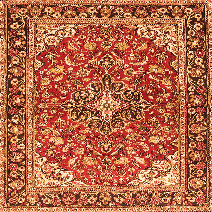 Serging Thickness of Medallion Orange Traditional Rug, tr4603org