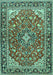 Machine Washable Medallion Turquoise Traditional Area Rugs, wshtr4603turq