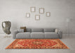 Machine Washable Medallion Orange Traditional Area Rugs in a Living Room, wshtr4603org