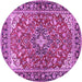 Round Medallion Purple Traditional Rug, tr4603pur