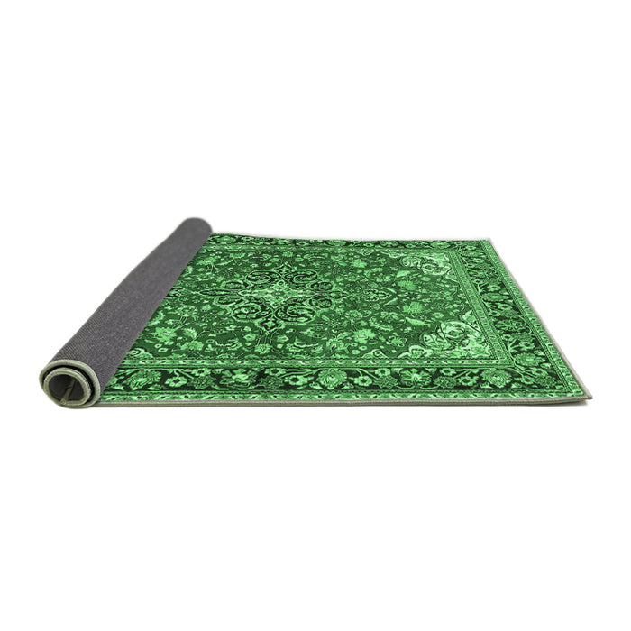 Sideview of Medallion Emerald Green Traditional Rug, tr4603emgrn