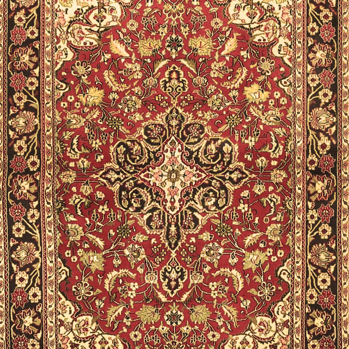 Machine Washable Medallion Brown Traditional Rug, wshtr4603brn