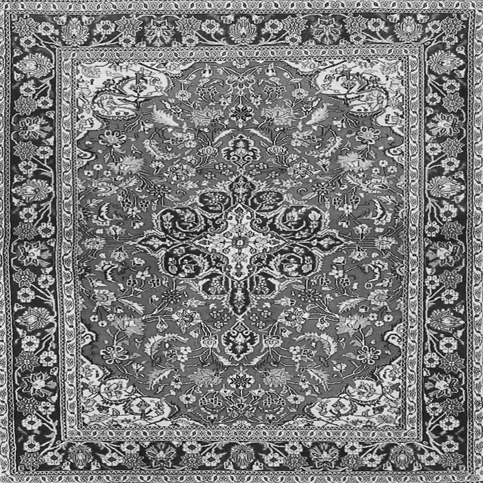 Round Machine Washable Medallion Gray Traditional Rug, wshtr4603gry