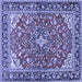 Square Medallion Blue Traditional Rug, tr4603blu