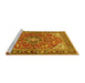 Sideview of Machine Washable Medallion Yellow Traditional Rug, wshtr4603yw