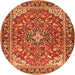 Machine Washable Medallion Orange Traditional Area Rugs, wshtr4603org