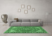 Machine Washable Medallion Emerald Green Traditional Area Rugs in a Living Room,, wshtr4603emgrn