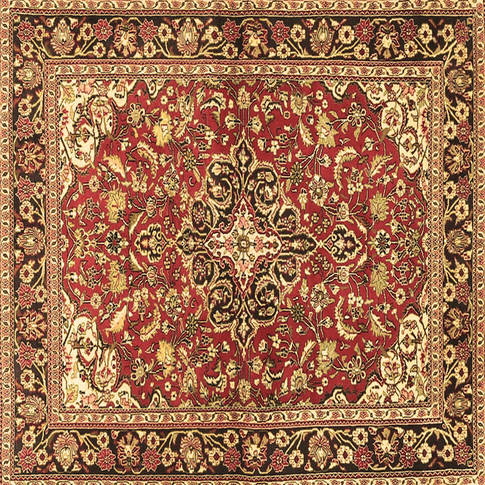 Square Machine Washable Medallion Brown Traditional Rug, wshtr4603brn