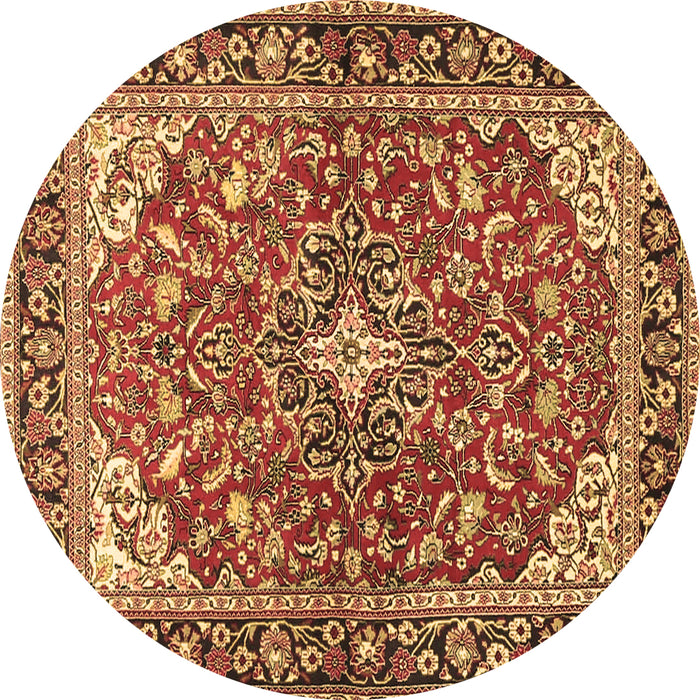 Round Medallion Brown Traditional Rug, tr4603brn