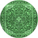 Round Medallion Emerald Green Traditional Rug, tr4603emgrn