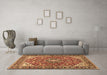 Machine Washable Medallion Brown Traditional Rug in a Living Room,, wshtr4603brn