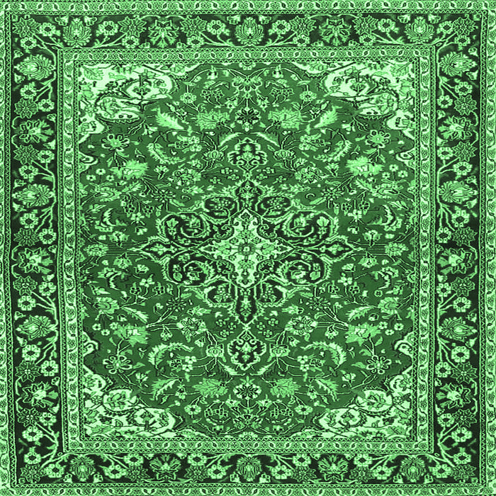 Square Medallion Emerald Green Traditional Rug, tr4603emgrn