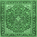 Square Medallion Emerald Green Traditional Rug, tr4603emgrn