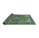 Sideview of Medallion Turquoise Traditional Rug, tr4603turq