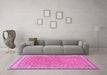 Machine Washable Oriental Pink Traditional Rug in a Living Room, wshtr4604pnk