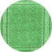 Round Oriental Emerald Green Traditional Rug, tr4604emgrn