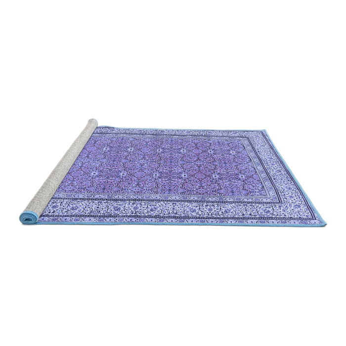 Sideview of Machine Washable Oriental Blue Traditional Rug, wshtr4604blu