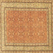 Square Machine Washable Oriental Brown Traditional Rug, wshtr4604brn