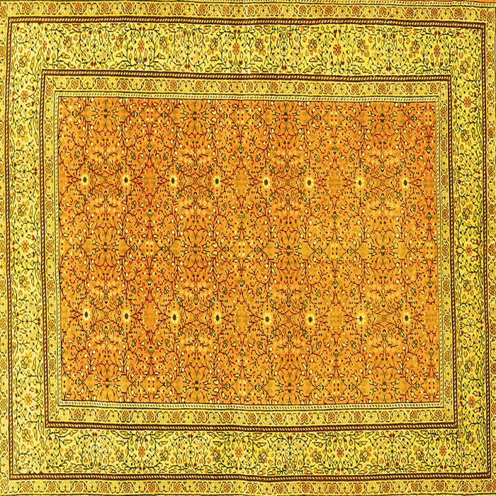 Square Machine Washable Oriental Yellow Traditional Rug, wshtr4604yw