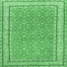 Square Machine Washable Oriental Emerald Green Traditional Area Rugs, wshtr4604emgrn