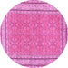 Round Oriental Pink Traditional Rug, tr4604pnk