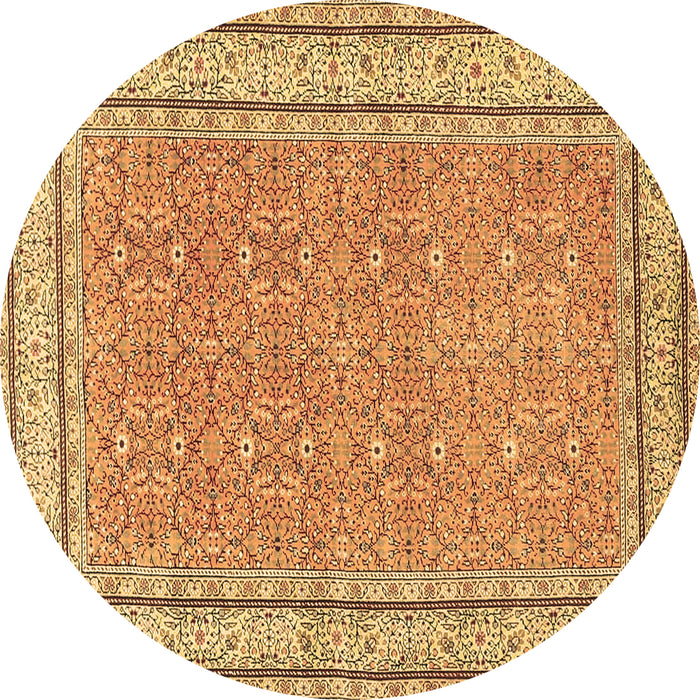 Round Oriental Brown Traditional Rug, tr4604brn