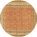 Round Oriental Brown Traditional Rug, tr4604brn