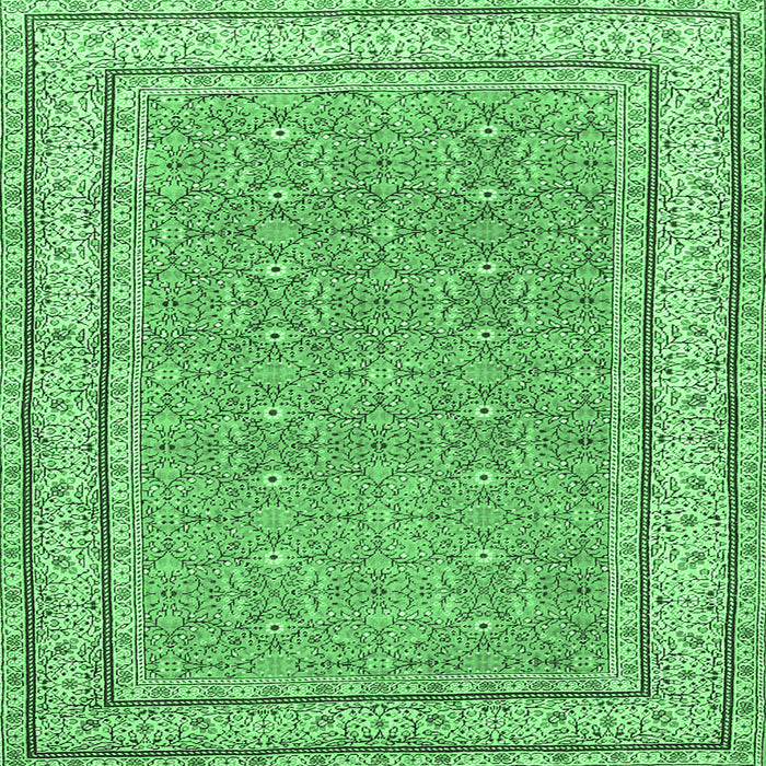 Square Oriental Emerald Green Traditional Rug, tr4604emgrn