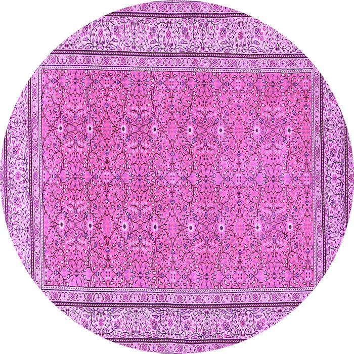 Round Oriental Purple Traditional Rug, tr4604pur