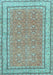 Machine Washable Oriental Light Blue Traditional Rug, wshtr4604lblu