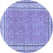 Round Oriental Blue Traditional Rug, tr4604blu