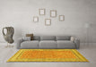 Machine Washable Oriental Yellow Traditional Rug in a Living Room, wshtr4604yw