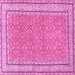 Square Oriental Pink Traditional Rug, tr4604pnk
