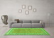 Machine Washable Oriental Green Traditional Area Rugs in a Living Room,, wshtr4604grn