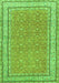 Serging Thickness of Machine Washable Oriental Green Traditional Area Rugs, wshtr4604grn