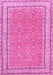 Machine Washable Oriental Pink Traditional Rug, wshtr4604pnk