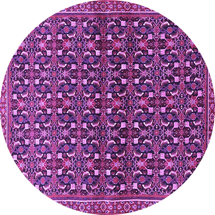 Round Machine Washable Persian Purple Traditional Area Rugs, wshtr4605pur