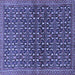 Square Machine Washable Persian Blue Traditional Rug, wshtr4605blu