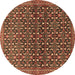 Round Persian Brown Traditional Rug, tr4605brn