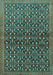 Machine Washable Persian Turquoise Traditional Area Rugs, wshtr4605turq