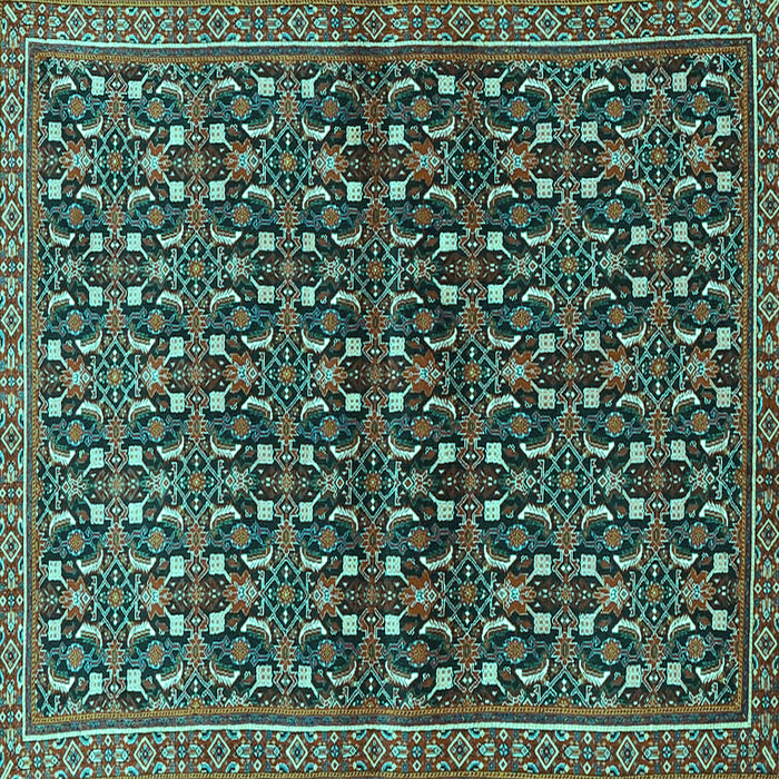 Square Machine Washable Persian Turquoise Traditional Area Rugs, wshtr4605turq