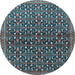 Round Machine Washable Persian Light Blue Traditional Rug, wshtr4605lblu