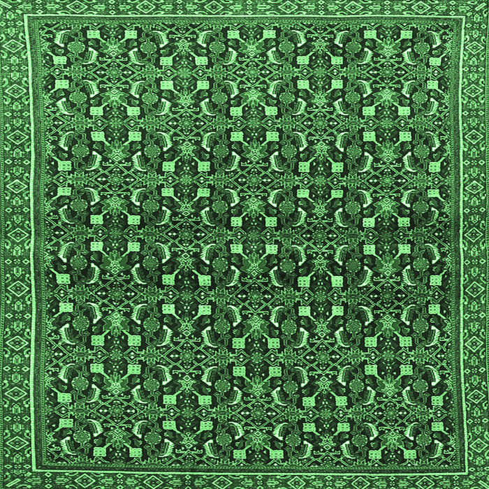Square Machine Washable Persian Emerald Green Traditional Area Rugs, wshtr4605emgrn